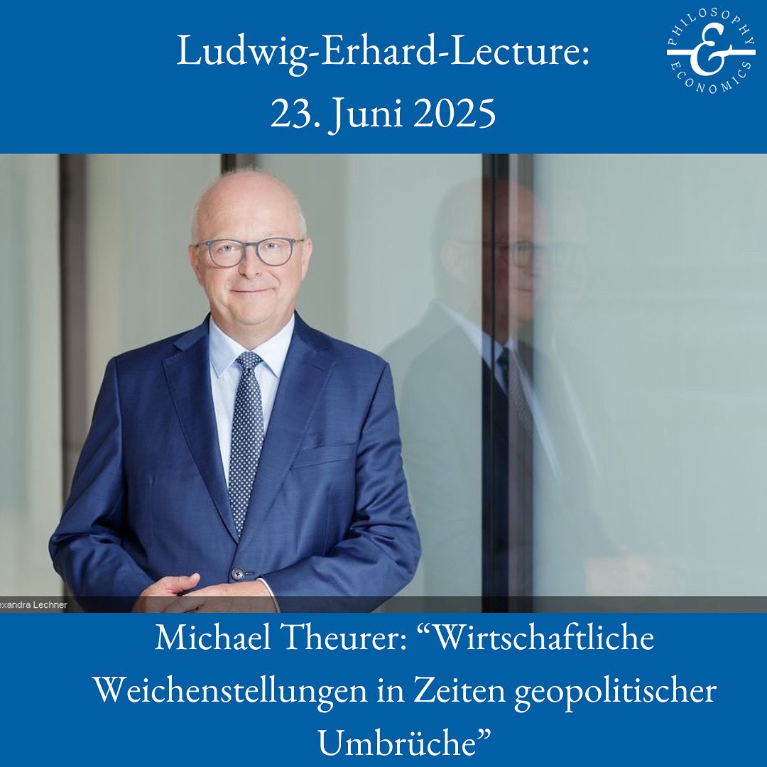 Ludwig-Erhard-Lecture 2025:
Am 23.6. spricht Michael Theurer (Bundesbank) zum Thema:
„Aufs Beste hoffen, aufs Schlimmste vorbereiten: Wirtschaftliche Weichenstellungen in Zeiten geopolitischer Umbrüche“ 🌍📉
Wo? RWI, S62
Wann? 23.6., 14:30 Uhr

Mehr: uni-bayreuth.de/uninotizen-63-…
