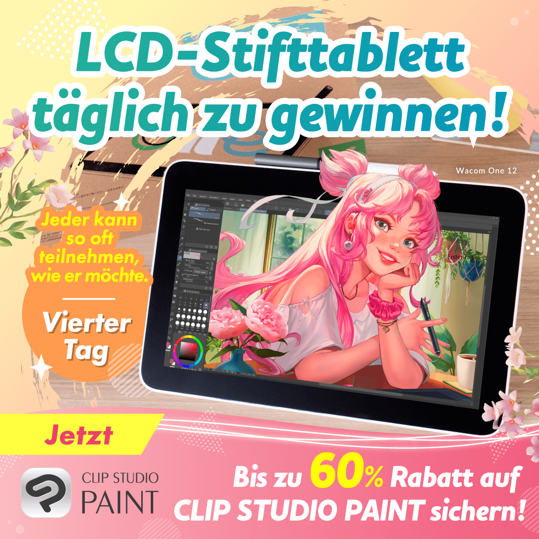 ✨LCD-Tablet Verlosung✨

Heute ist Tag 4! Jeden Tag ein LCD-Tablet gewinnen

Jeden Tag wird ein LCD-Tablet verschenkt!
Folge &amp; reposte diesen Beitrag. Jeder kann mehrmals mitmachen!
Bis 24.06, 10:00 (MESZ)
clipstudio.net/promotion/give…