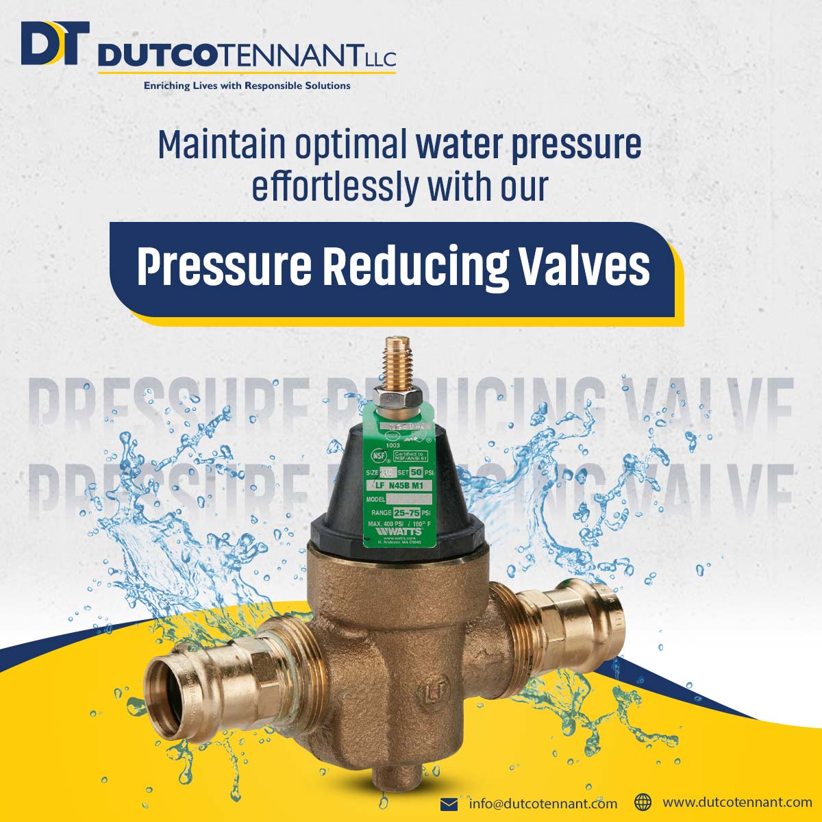 Dutco Tennant LLC (@dutcotennant) on Twitter photo Protect your #plumbing system and reduce water consumption with our #LeadFree #PressureReducingValve Series LFN45B.
For more details, reach out to us at info@dutcotennant.com.
#PlumbingSolutions #WaterConservation #Valves #WaterManagement #DutcoTennantLLC Protect your #plumbing system and reduce water consumption with our #LeadFree #PressureReducingValve Series LFN45B.
For more details, reach out to us at info@dutcotennant.com.
#PlumbingSolutions #WaterConservation #Valves #WaterManagement #DutcoTennantLLC