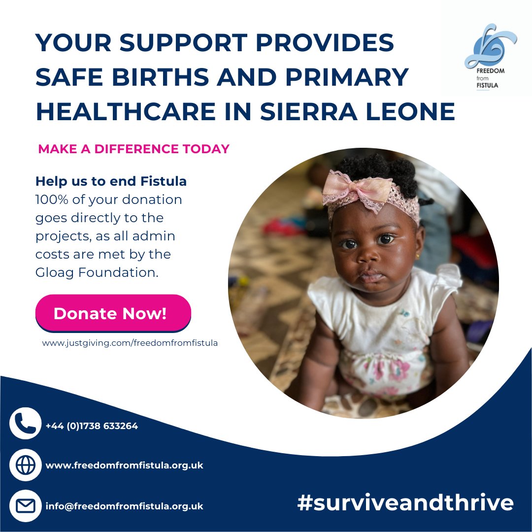 In Sierra Leone we provide fistula and maternal care to women and girls, and primary healthcare to children from birth to 15.

100% of your donation goes to the project.

Make a difference today: f.mtr.cool/dcmzzowtcd

#maternalhealthcare #sierraleone #surviveandthrive
