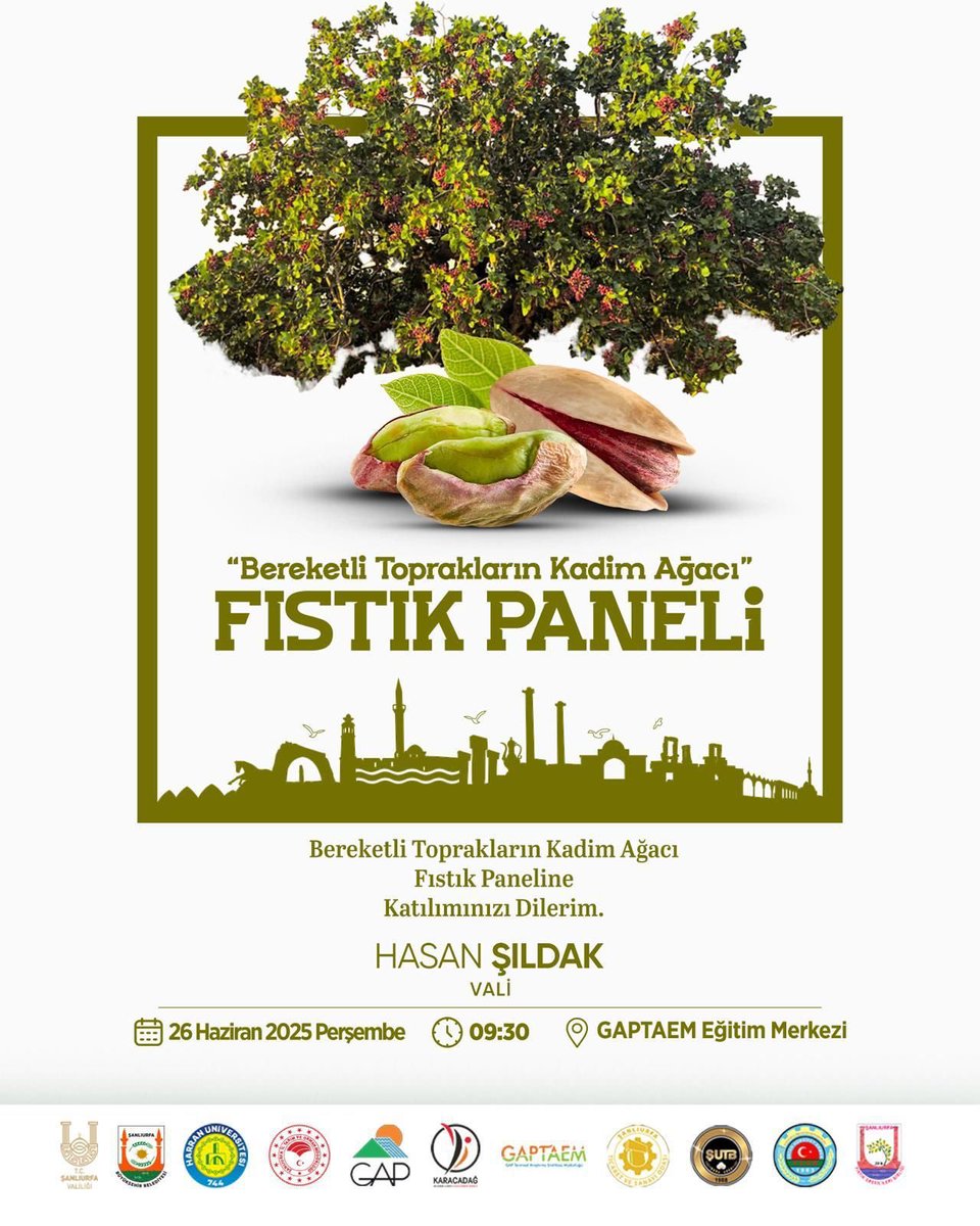 Şanlıurfa ,Gaziantep ,Siirt ,Batman illerimizde fıstık üreticilerinin PANELİMİZE davet ediyoruz