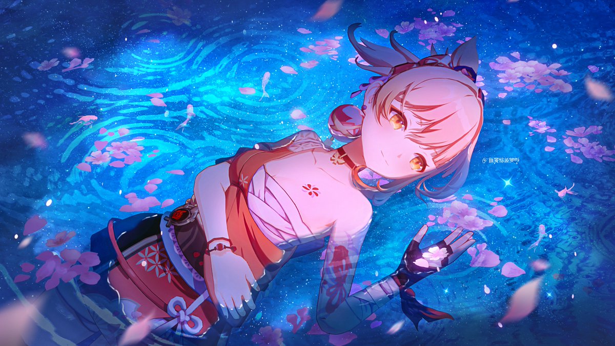 boluo1pineapple's tweet image. Yoimiya is always tied to summer and fireworks.
This time, I wanted something quieter—yet just as brilliant.
A starry sky reflected on water, a petal falling, ripples blooming into silent fireworks.
Maybe that’s the answer I was looking for.
#宵宮 #Yoimiya #宵宮誕生祭2025…