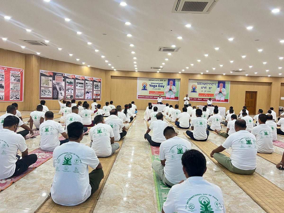 Participated in the 10th International Day of Yoga under the theme “Yoga for One Earth, One Health” at Thambal Shanglen, Imphal, organized by BJP Manipur Pradesh.

The session served as a meaningful reminder of yoga’s role in fostering personal well-being and global harmony. 🌍🧘‍♂️