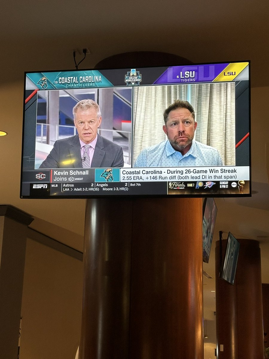 The Chants are on 🔥🔥🔥🔥🔥🔥

<a href="/CoastalBaseball/">Coastal Carolina Baseball</a> <a href="/KSchnall9/">Kevin Schnall</a> live on <a href="/SportsCenter/">SportsCenter</a> just now. 

Come to <a href="/CCUChanticleers/">Coastal Carolina University</a> &amp; <a href="/GoCCUsports/">Coastal Carolina Athletics</a>

Work Hard, Win Big. Live Coastal!