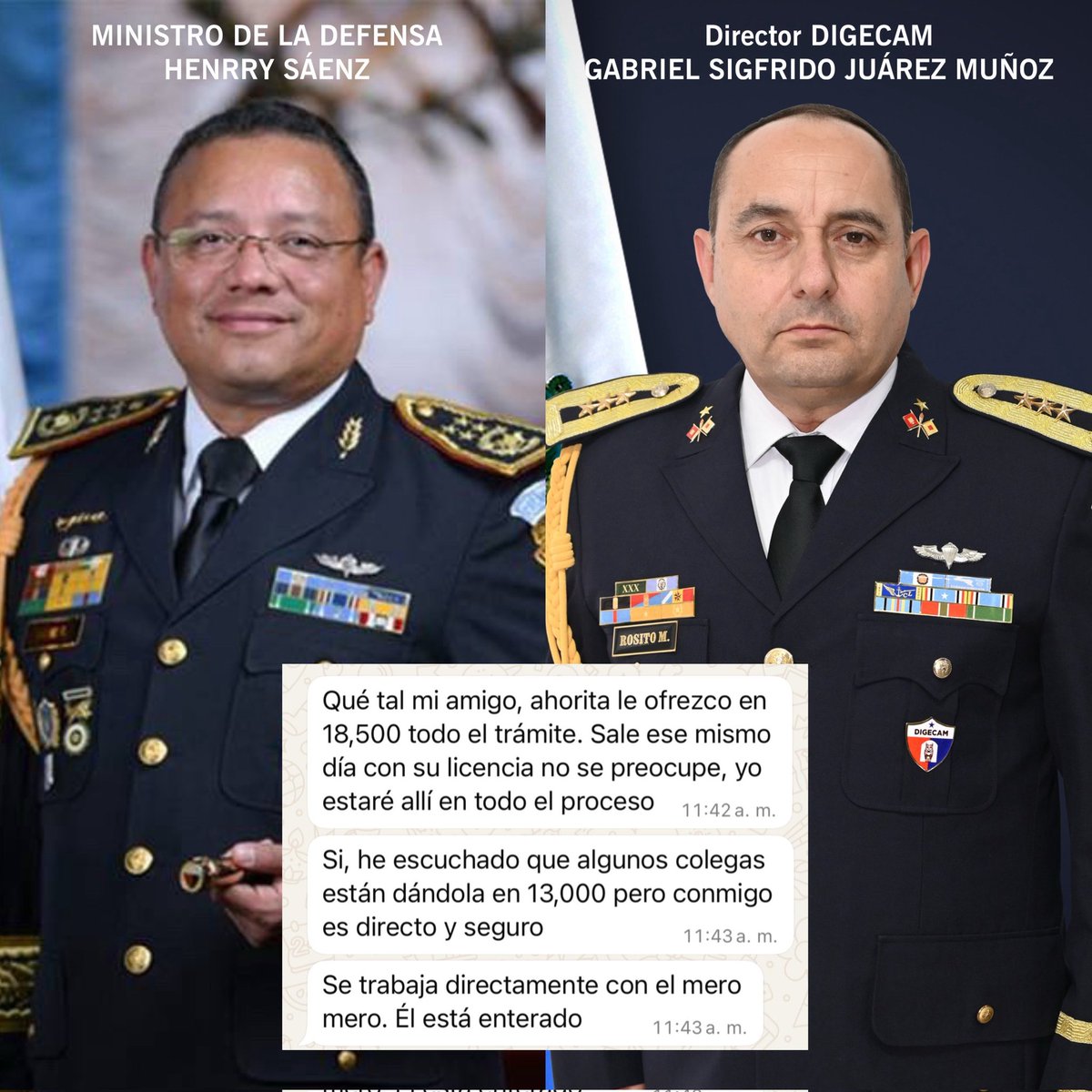 ElQueNews's tweet image. Corrupción en DIGECAM
Gabriel Sigfrido Juárez Muñoz, con respaldo de Henrry Sáenz, opera una red de cobros ilegales: Q18,500 por una licencia de arma, o te hacen reprobar los exámenes a propósito.
 #URGENTE investigación.
#CorrupciónGT #DIGECAM #ImpunidadCero #GuatemalaDespierta