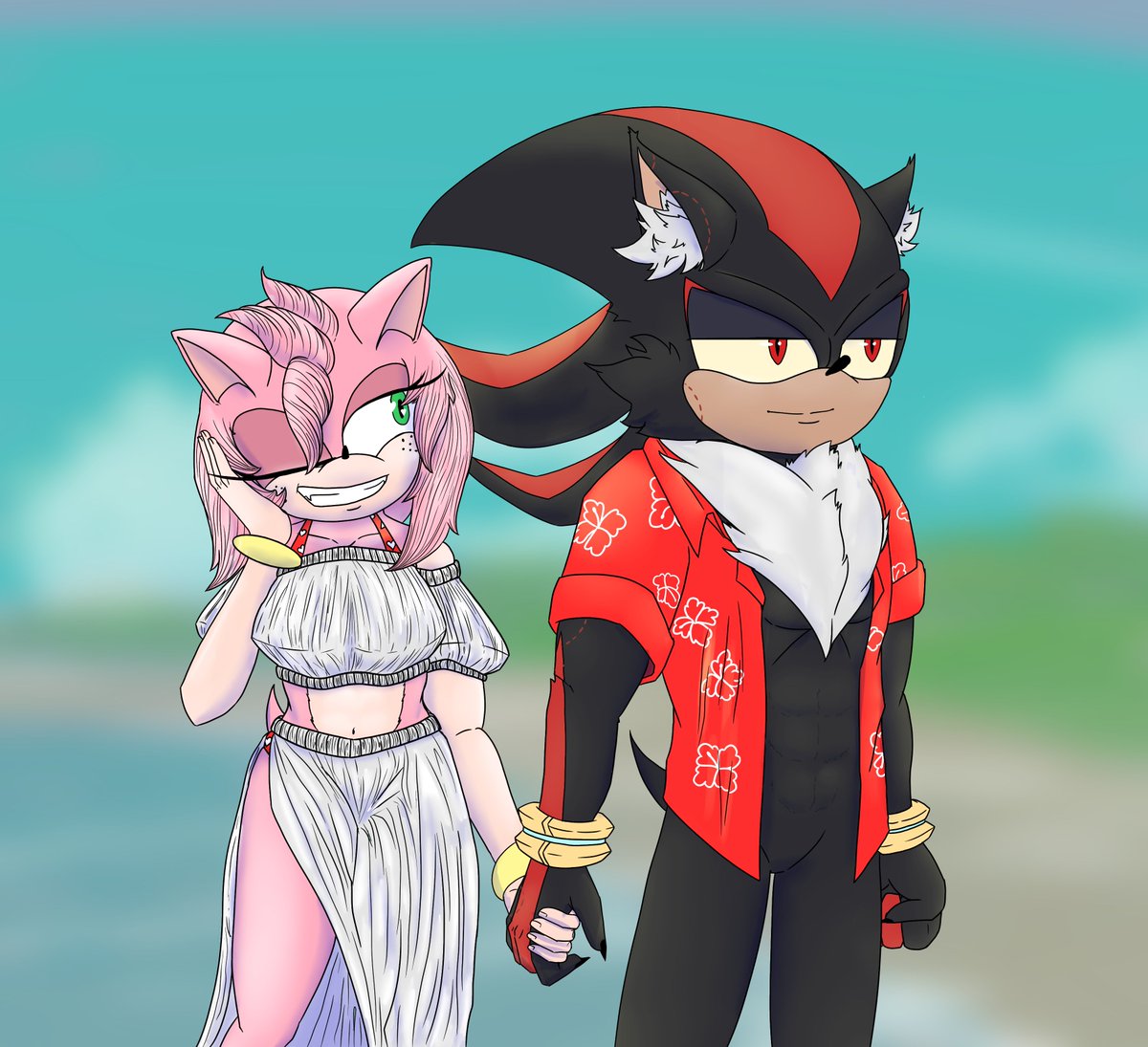 Showing off his BF...marking her territory first is a requirement, though…
#ShadowTheHedgehog #shadamy #amyrose