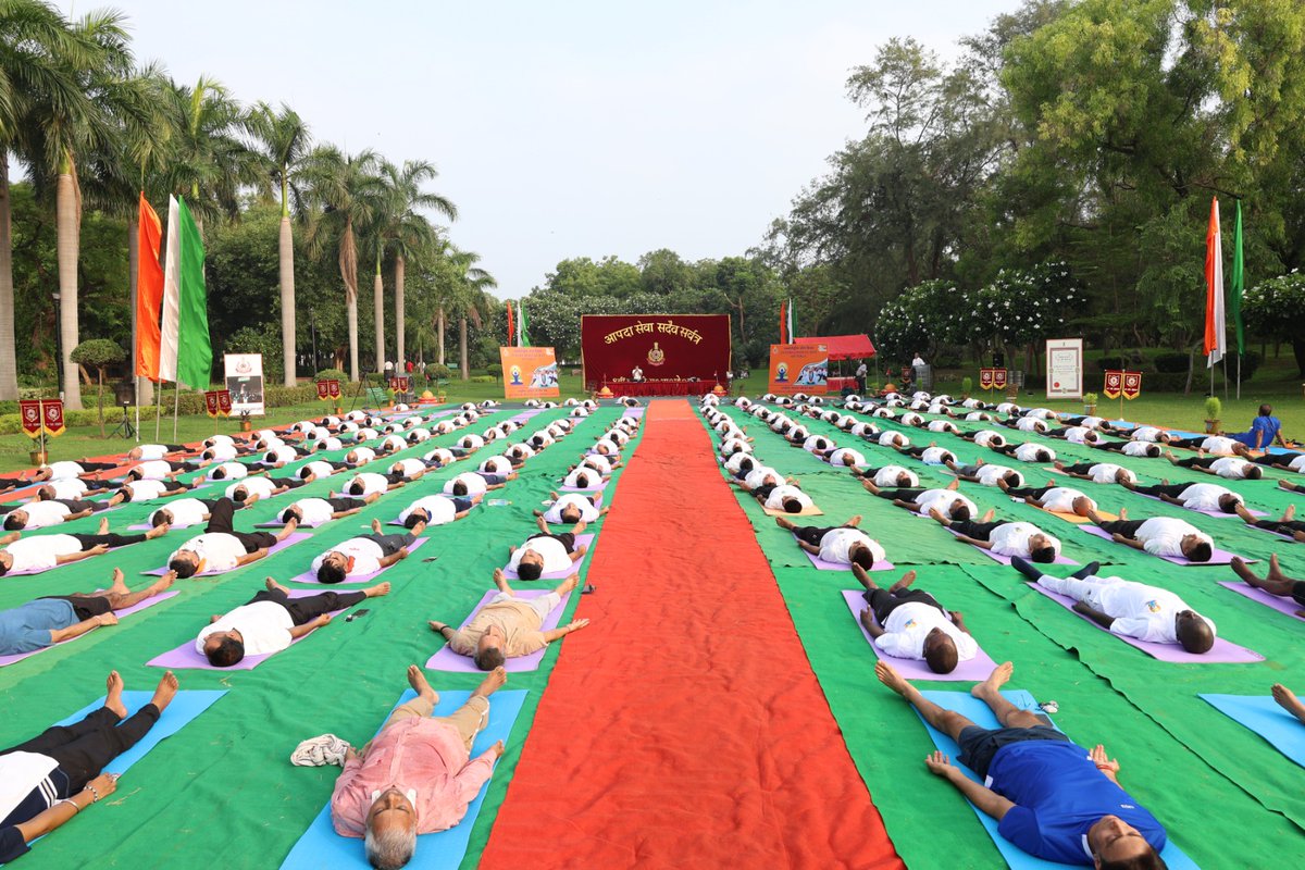 NDRF celebrated the 11th International Day of Yoga with keen enthusiasm.

DG NDRF Sh. Piyush Anand, along with Officers &amp; Rescuers, took part in a Yoga session at Nehru Park, New Delhi.

A health check up camp was also conducted by the NDRF Medical team.