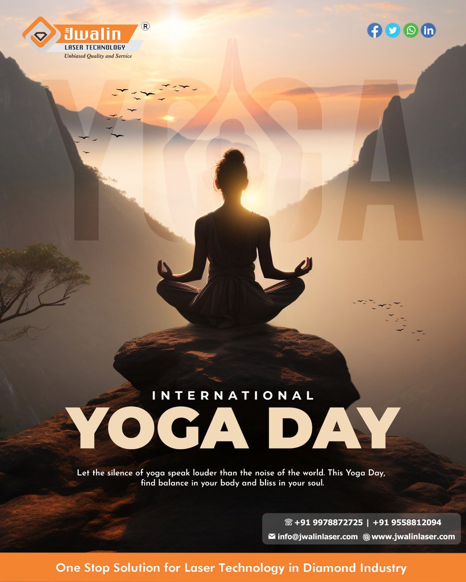 jwalinlasertech's tweet image. #InternationalYogaDay #YogaForWellness #YogaDay2025 #HealthyMindHealthyBody #YogaEveryday #JLTPL #JwalinLaserTech #TheTrustedBrand #DiamondLaserTech #LaserDiode #LaserFiber #LaserMachineOptics #LaserMachineParts #DiodeRepairRefurbish #DiamondProcessMachinery