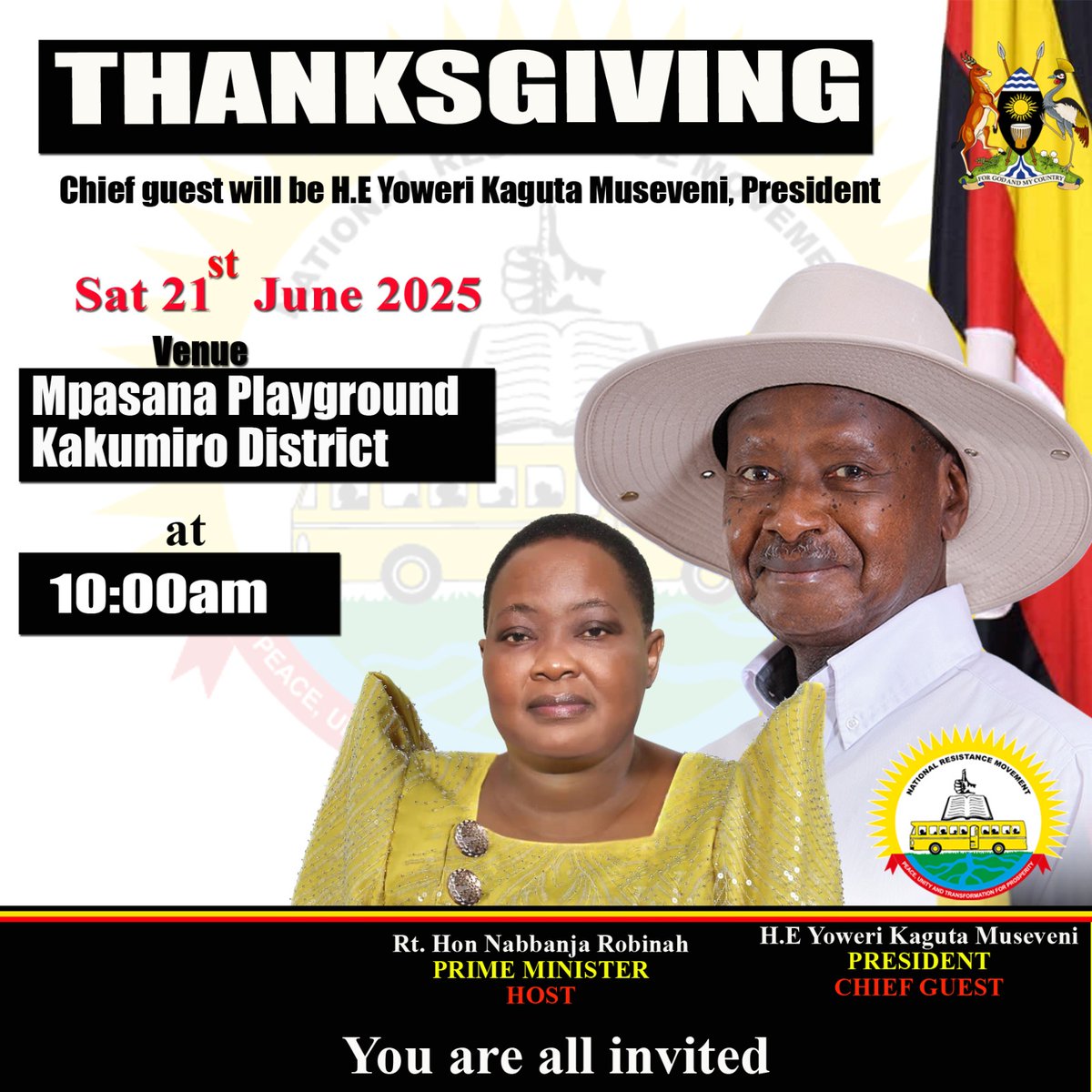R_Nabbanja's tweet image. This is the day that the Lord has made; let us rejoice and be glad in it."
I welcome you all to Mpasana Town council, Kakumiro district, for my thanks giving ceremony today starting at 10:00am with a holly Mass.
Join me to thank the Almighty God for the wonderful gift of life…