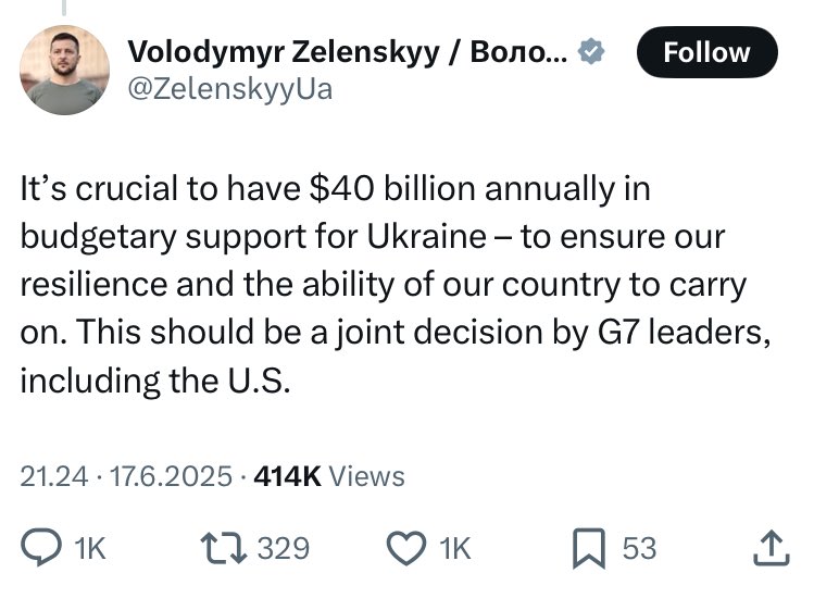 Zelensky wants more money