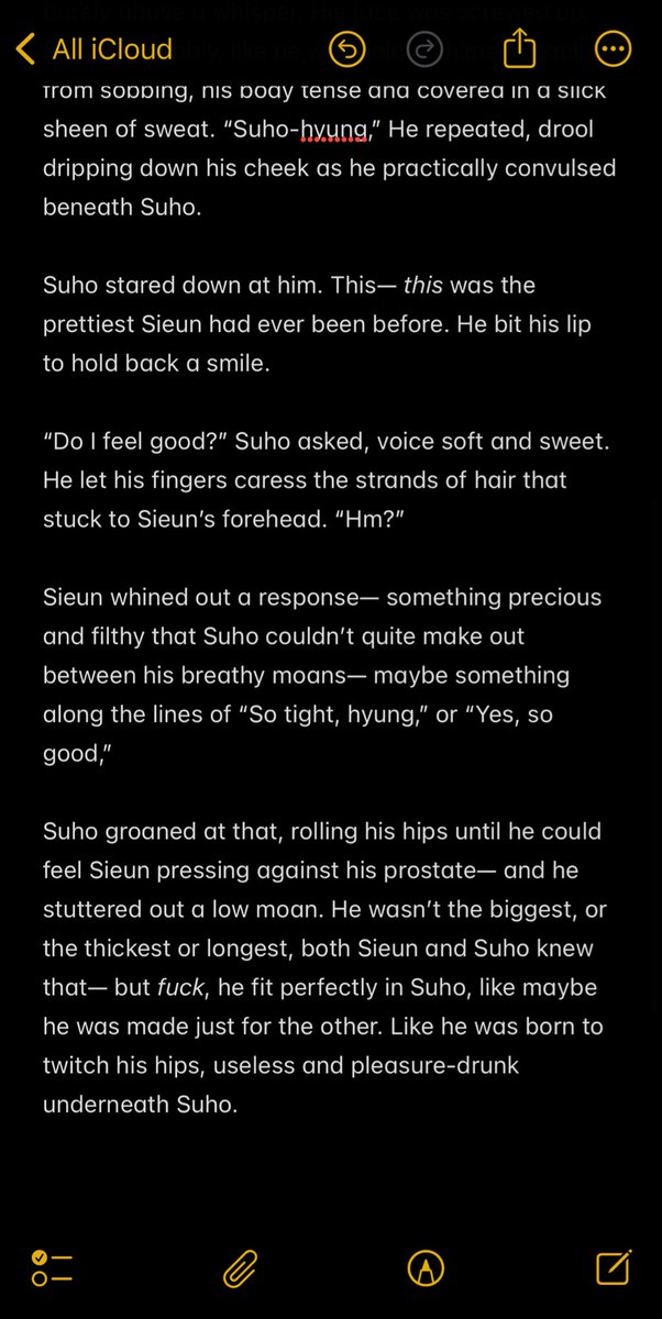 suho who bottoms their first time bc he “doesnt want to hurt sieun 🥺🥺” but then he finds out he actually really likes it
