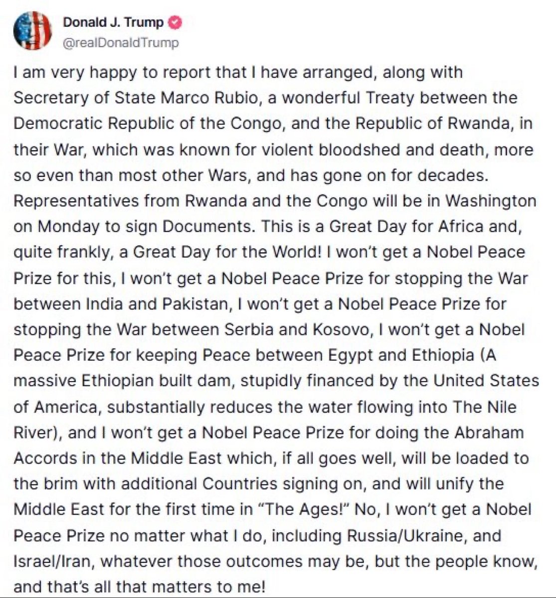 Rupa Murthy (@rupamurthy1) on Twitter photo In what can only be called an atrocity against President <a href="/realDonaldTrump/">Donald J. Trump</a>, he has been denied the Nobel Peace Prize by the rest of the world. Only Pakistan could see through his greatness and nominate him for the Nobel Peace Prize. Our President has come a long way from In what can only be called an atrocity against President <a href="/realDonaldTrump/">Donald J. Trump</a>, he has been denied the Nobel Peace Prize by the rest of the world. Only Pakistan could see through his greatness and nominate him for the Nobel Peace Prize. Our President has come a long way from