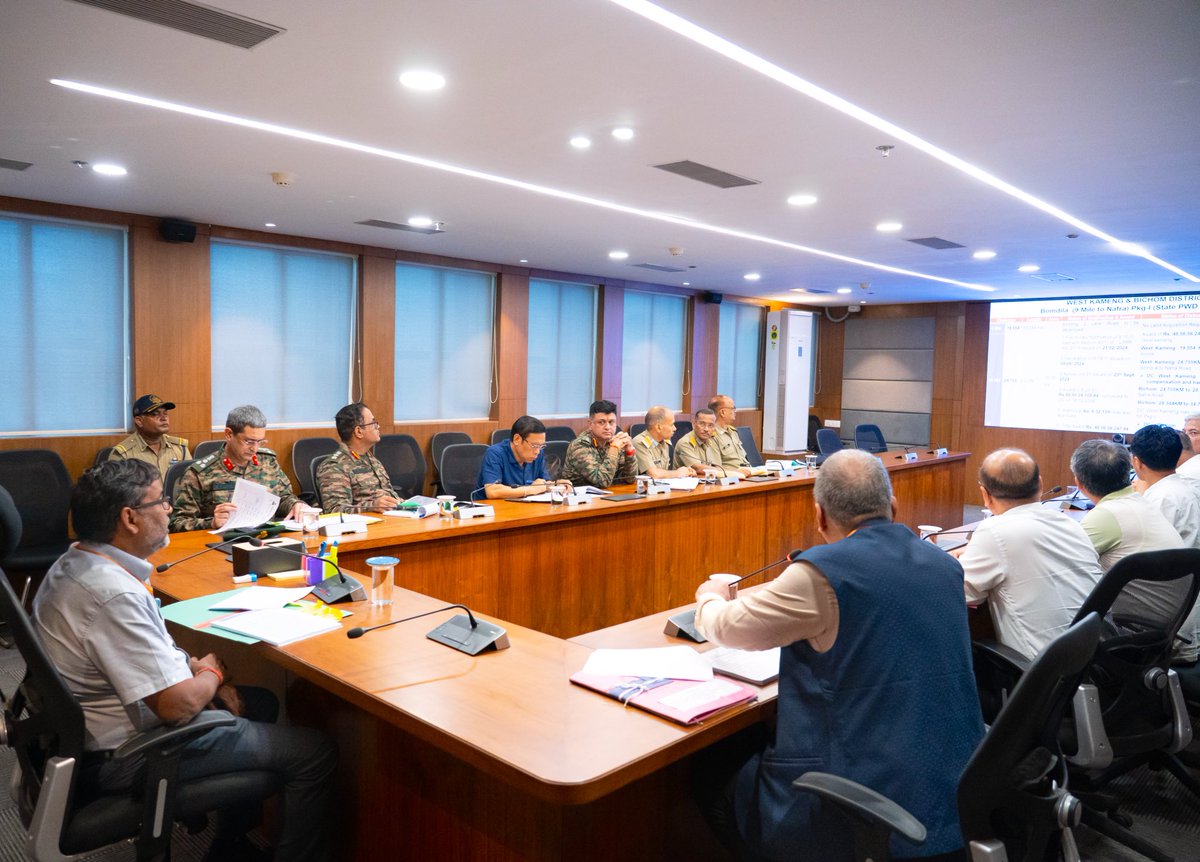 Chaired a comprehensive review meeting on the implementation of land acquisition for key strategic and infrastructure projects in Arunachal Pradesh. The projects discussed included Frontier Highways, Hydro Power Projects, BRO roads, NHIDCL roads, railway expansion, Indo-Myanmar