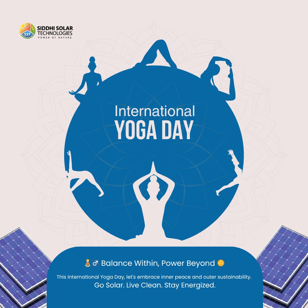 SiddhiSolar's tweet photo. Just like yoga brings balance to your body and mind, solar energy brings balance to your lifestyle and environment.
#InternationalYogaDay #YogaForEnergy #YogaAndSolar #SiddhiSolarTechnologies #BalanceWithNature #SolarPowerIndia #AndhraPradeshSolar #bestsolarcompany #Yogandhra https://t.co/FTKQ0cIkV9
