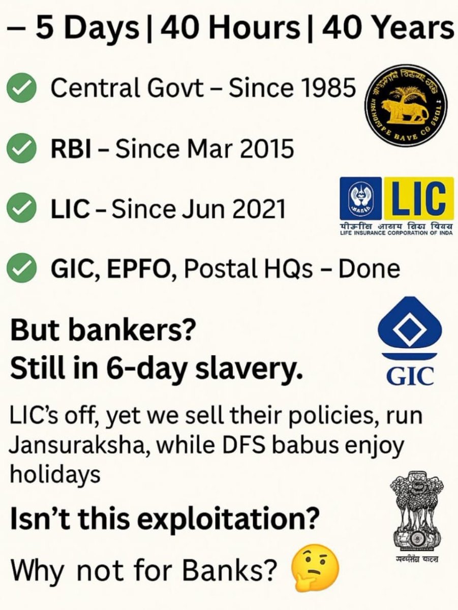 Today is working Saturday 
where is our 5day banking ?

Is 8th &amp; 9th joint note is not a betrayal to members?

Where is our so called regulater's 
Viz. IBA, RBI,DFS
#5daysbanking
<a href="/rupamsmail/">Rupam Roy</a> <a href="/aiboc_in/">All India Bank Officers' Confederation (AIBOC)</a> 
<a href="/DFS_India/">DFS</a>