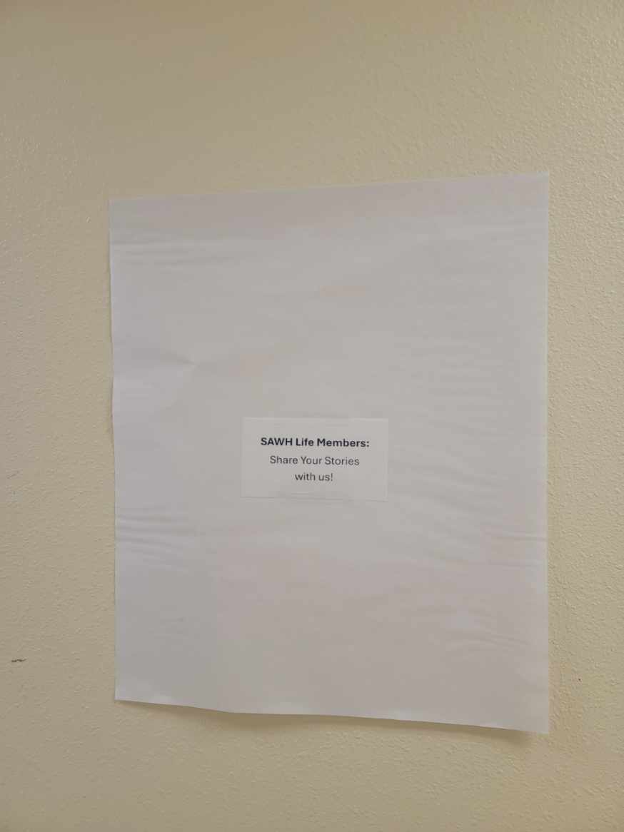 SAWH1970's tweet image. At #SAWH2025? Share your thoughts, memories, and stories with us! There are Giant Post It Notes on the 1st Floor of Harrison Rhodes between Registration and the Breakfast/Lunch Room.