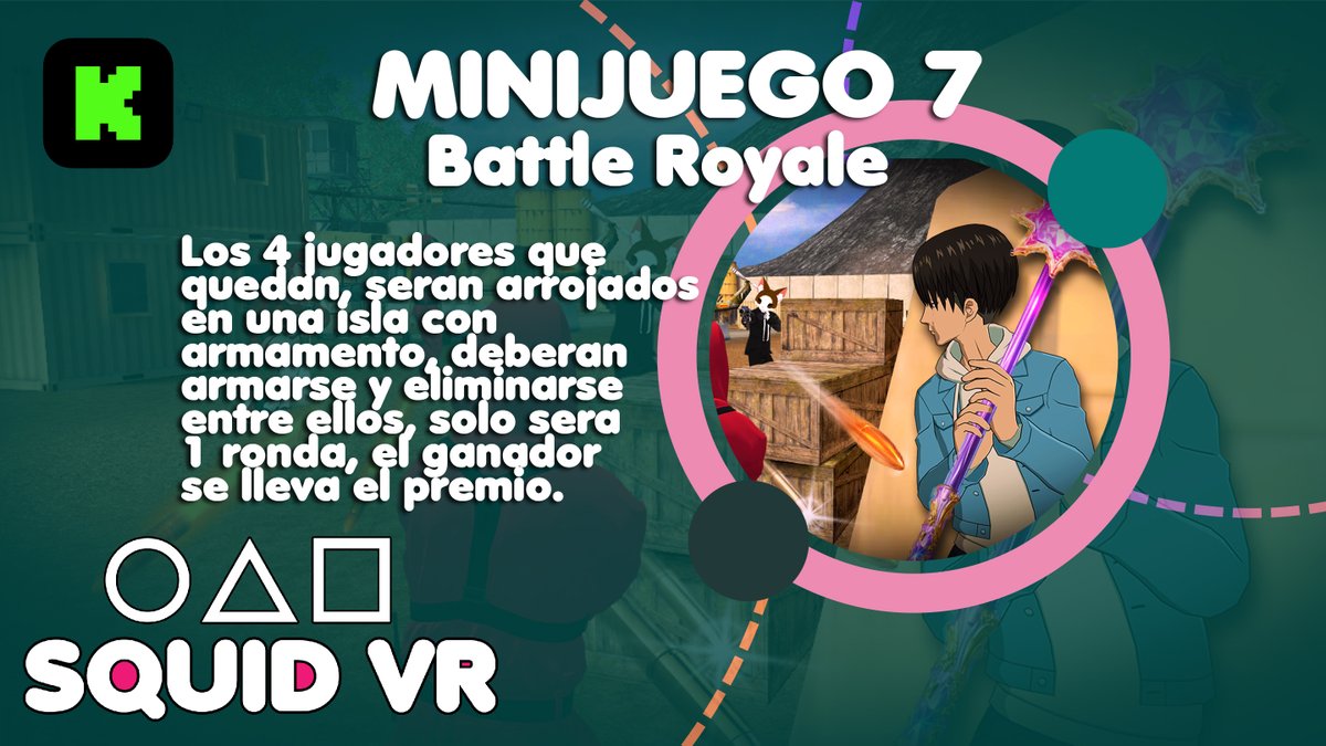 TiroLocoStudio's tweet image. 🎯SÉPTIMO MINIJUEGO | BATTLE ROYALE⚔️
🎲¡VAMOS POR LOS 1K!
Los 4 finalistas pelearan entre si con distintas armas para coronarse como el ganador total.