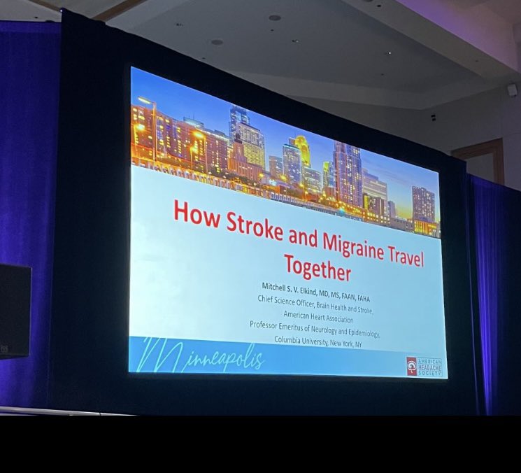 headacheMD's tweet image. One of the best parts of the @ahsheadache #AHSAM was the migraine stroke session, featuring the one and only @MitchElkind of @AHAScience! He is dear to us at @UMiamiNeuro as an investigator of NOMAS and a great friend & collaborator to our cherished, late Ralph Sacco. @AANmember