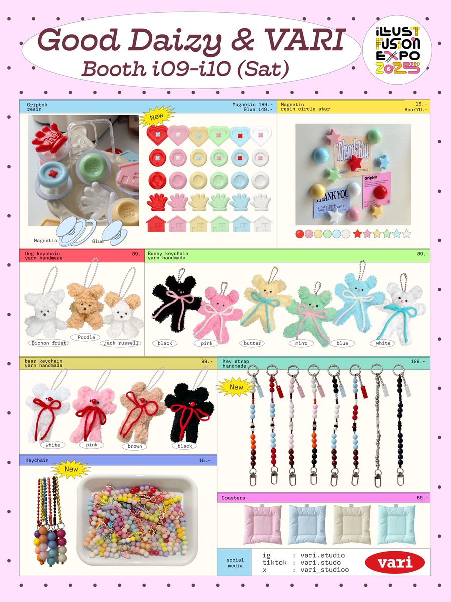 >ᆺ<  ♡ pls kindly rt🫶
VARI menu 
 มีgriptok ลายหัวใจ♥️ลงขายที่แรก 

🪑i09-i10 (sat)
📅 28 - 29 Jun
📍 Paragon hall, Floor 5
#IFEXPO25