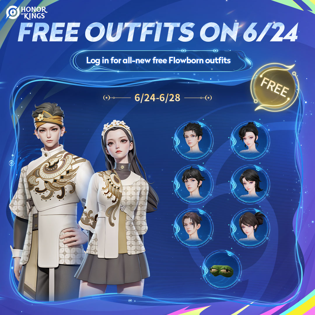 HonorOfKings's tweet photo. ⏳HOK PLUS Version Countdown: 3 Days!
🌊 Daily logins from June 24th gift Flowborn's new outfit!
🚀 More Flowborn outfits coming soon.
✓ Unlock for free via the upcoming check-in event!

Join Honor of Kings now！
▶️ https://t.co/hvE7S42LWI

#HonorofKings #HOK #HOKPLUS #HOKFlowborn #HOKBeYourOwnHero #HOKMultiverseJourney