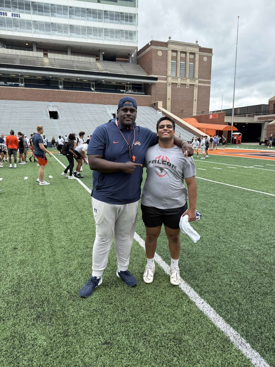 Dev Patel (@devppatel77) on Twitter photo Had a great camp thanks to <a href="/IlliniFootball/">Illinois Football</a> for having me.
<a href="/CoachJoshAl10/">CoachJoshAl</a> <a href="/CoachJamison/">Terrance Jamison</a> <a href="/CoachSTreadwell/">Spencer Treadwell</a> <a href="/bigbell076/">Byron Bell</a> <a href="/CoachBenBlack/">Ben Black</a> <a href="/BretBielema/">Bret Bielema</a> <a href="/Coach_BMiller/">Bart Miller</a> <a href="/CoachJ_George/">Joshua George</a> <a href="/TREMAYNE_SCOTT/">COACH SCOTT</a> <a href="/EIU_FB/">Eastern Illinois Football</a> <a href="/Thatboylid80/">Khalid Hill</a> <a href="/FBCoachTaylor/">Carlif Taylor</a> <a href="/RedbirdFB/">Illinois State Football</a> Had a great camp thanks to <a href="/IlliniFootball/">Illinois Football</a> for having me.
<a href="/CoachJoshAl10/">CoachJoshAl</a> <a href="/CoachJamison/">Terrance Jamison</a> <a href="/CoachSTreadwell/">Spencer Treadwell</a> <a href="/bigbell076/">Byron Bell</a> <a href="/CoachBenBlack/">Ben Black</a> <a href="/BretBielema/">Bret Bielema</a> <a href="/Coach_BMiller/">Bart Miller</a> <a href="/CoachJ_George/">Joshua George</a> <a href="/TREMAYNE_SCOTT/">COACH SCOTT</a> <a href="/EIU_FB/">Eastern Illinois Football</a> <a href="/Thatboylid80/">Khalid Hill</a> <a href="/FBCoachTaylor/">Carlif Taylor</a> <a href="/RedbirdFB/">Illinois State Football</a>