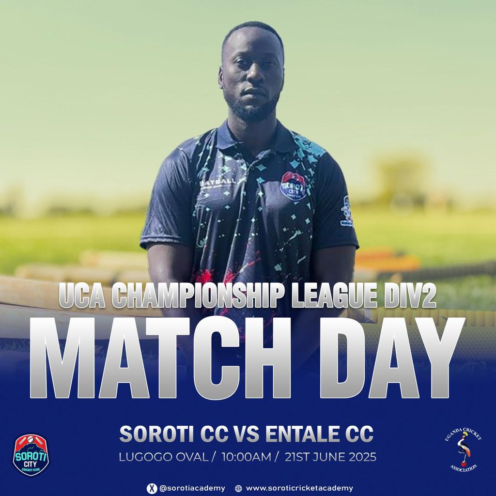 𝐌𝐀𝐓𝐂𝐇  𝐃𝐀𝐘!!! 𝐌𝐀𝐓𝐂𝐇  𝐃𝐀𝐘!!! 🔵🟢🟢

🏆 Lyca Women’s T20 &amp; UCA Men’s 50 over league

It’s a historic day, all our there clubs Olila Cricket Club, Soroti City Cricket Club Men &amp; women are in 🔥 

📌Come Cheer the girls and boys

#BuildingDreams
