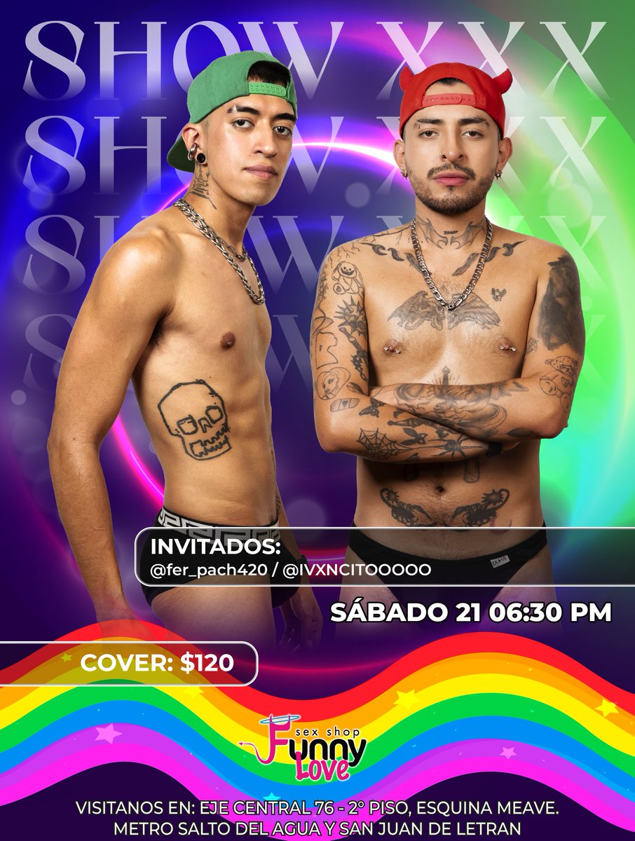 Cabinas Funny MX (@funny_mxxx) on Twitter photo 🔥☆𝗦𝗛𝗢𝗪 𝗦𝗢𝗟𝗢 𝗣𝗔𝗥𝗔 𝗘𝗟𝗟𝗢𝗦☆🔥
<a href="/Funny_MXXX/">Cabinas Funny MX</a>
SABADO 21 DE JUNIO 6:30 PM
✨️-𝗜𝗡𝗩𝗜𝗧𝗔𝗗𝗢𝗦 𝗘𝗦𝗧𝗘𝗟𝗔𝗥𝗘𝗦-✨️
☆<a href="/IVXNCITOOOOO/">Iván García</a> ☆<a href="/fer_pach420/">Pach 🕷️</a>
Duo de Chicos Calientes en Show Interactivo.
🔥Atrevete a Ser Parte del Show!
✨️ 🔥☆𝗦𝗛𝗢𝗪 𝗦𝗢𝗟𝗢 𝗣𝗔𝗥𝗔 𝗘𝗟𝗟𝗢𝗦☆🔥
<a href="/Funny_MXXX/">Cabinas Funny MX</a>
SABADO 21 DE JUNIO 6:30 PM
✨️-𝗜𝗡𝗩𝗜𝗧𝗔𝗗𝗢𝗦 𝗘𝗦𝗧𝗘𝗟𝗔𝗥𝗘𝗦-✨️
☆<a href="/IVXNCITOOOOO/">Iván García</a> ☆<a href="/fer_pach420/">Pach 🕷️</a>
Duo de Chicos Calientes en Show Interactivo.
🔥Atrevete a Ser Parte del Show!
✨️