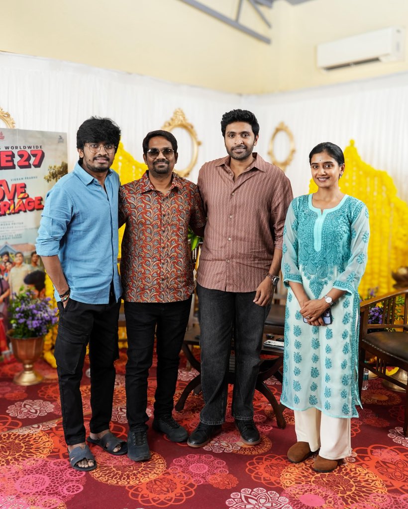Sushmitha Bhat (@sush_bhat94) on Twitter photo #LoveMarriage Team Interviews, happening in full swing 🥳
Fun-Filled, wholesome family entertainer in cinemas from JUNE 27th in theatres near you !!
<a href="/iamVikramPrabhu/">Vikram Prabhu</a> <a href="/sush_bhat94/">Sushmitha Bhat</a> <a href="/Director_Priyan/">shanmuga priyan</a> <a href="/RSeanRoldan/">Sean Roldan</a> #LoveMarriage Team Interviews, happening in full swing 🥳
Fun-Filled, wholesome family entertainer in cinemas from JUNE 27th in theatres near you !!
<a href="/iamVikramPrabhu/">Vikram Prabhu</a> <a href="/sush_bhat94/">Sushmitha Bhat</a> <a href="/Director_Priyan/">shanmuga priyan</a> <a href="/RSeanRoldan/">Sean Roldan</a>