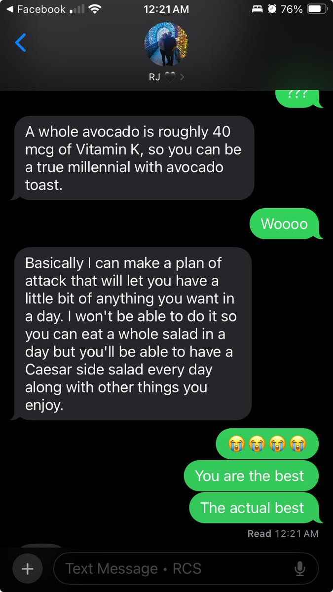 MissxSpookiness's tweet photo. This right here. I have struggled with my diet since being put on warfarin to manage my antiphospholipid syndrome and literally cried in the doctor’s office yesterday after being told they won’t take me off of it. I miss vegetables like nobodies business, so he’s doing the work. https://t.co/s2KXBKXxii