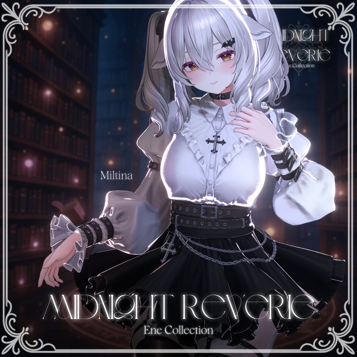 ene_ene_ee's tweet image. 🛠「Midnight Reverie」アップデートのお知らせ🛠

下記の不具合修正を行いましたので、
ご購入いただいた方はお手数ですが、最新版の再ダウンロードをお願いいたします🙇‍♀️

📅 2025.06.21の更新内容
・[Milltina Ver.1.0 → 1.1]
　トップ右腕（手首・前腕）のベルト位置のズレを修正しました。…