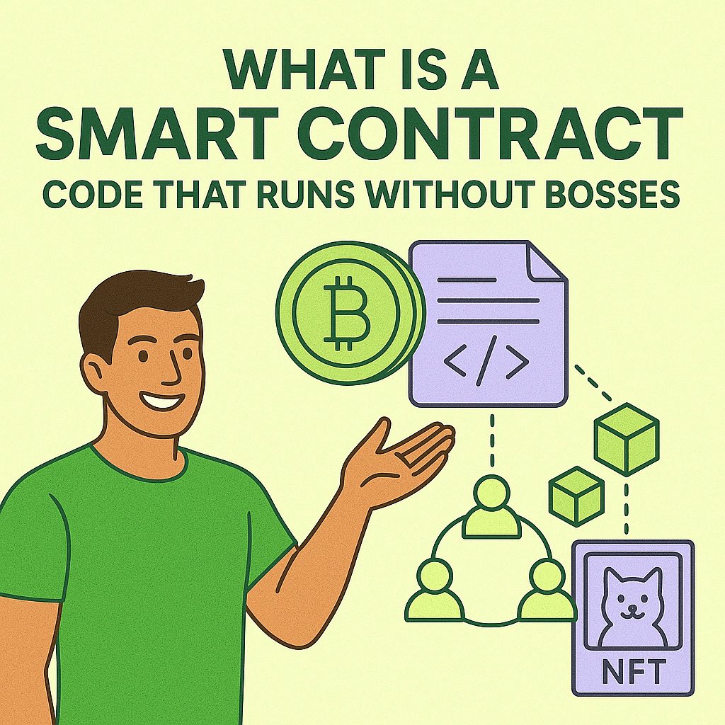 ibetoncrypto's tweet image. 🧠💻 What if contracts ran themselves with no bosses, banks, or middlemen?
That’s what smart contracts do.
👉 ibetoncrypto.com/what-is-a-smar… 
#SmartContractsExplained #CryptoForBeginners #DeFi #DAO #NFTs #IBetOnCrypto #Web3 #DigitalNomadFinance #BorderlessBanking #CryptoEducation
