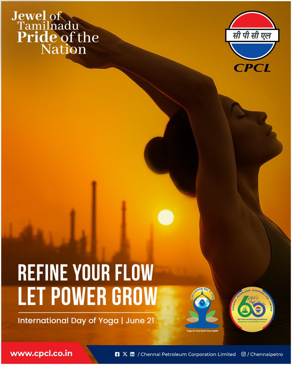CPCL celebrates International Yoga Day with unity, energy, and mindfulness. A step towards a healthier and balanced life for our people and our planet. 

 #InternationalYogaDay #CPCL #YogaForWellness
