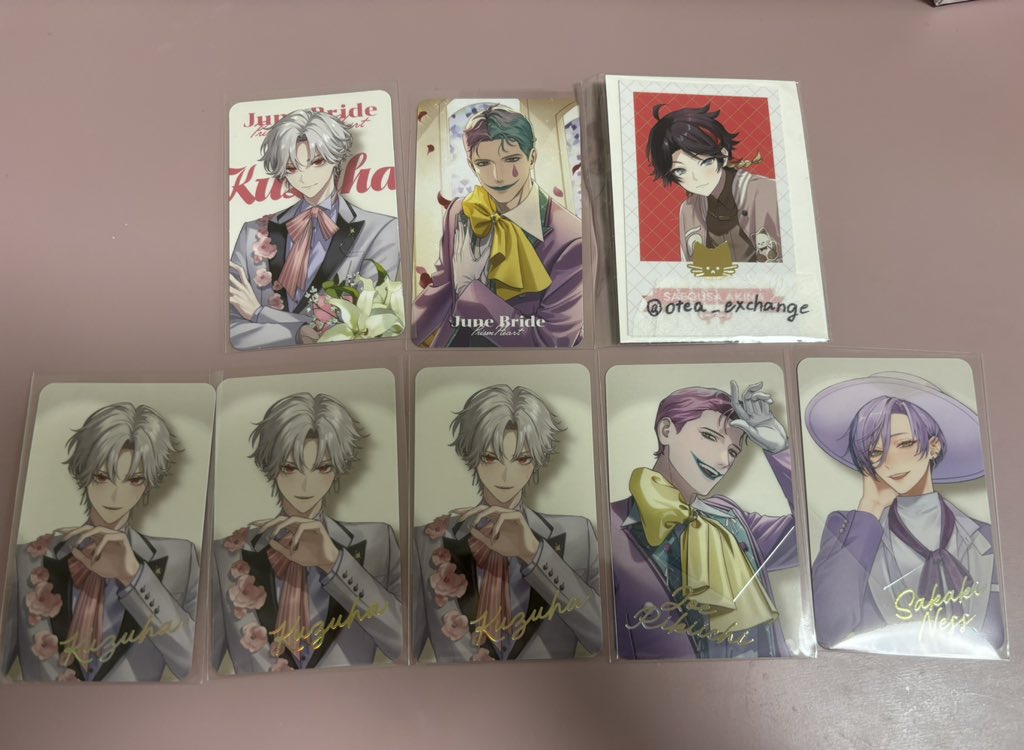 otea_exchange's tweet photo. 【交換】 にじさんじ Prism Heart June Bride  
ジューンブライド　カード チェキ 

譲→画像1枚目
求→画像2枚目

以下枚数希望です。レア↔︎ノーマルの交換可◎
❤️→制限なし
💙→1枚のみ(コンプ目的)

郵送交換のみ、まとめての方優先させていただきます。
検索からでもお気軽にお声がけください🙇‍♀️ https://t.co/pY0H6ejqQv