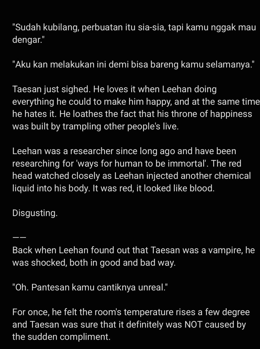 MyDearMerlin's tweet image. Ihtaes - hantaes vampire esan x researcher ihan

TW : (possibly) human mutation, (implied) murder