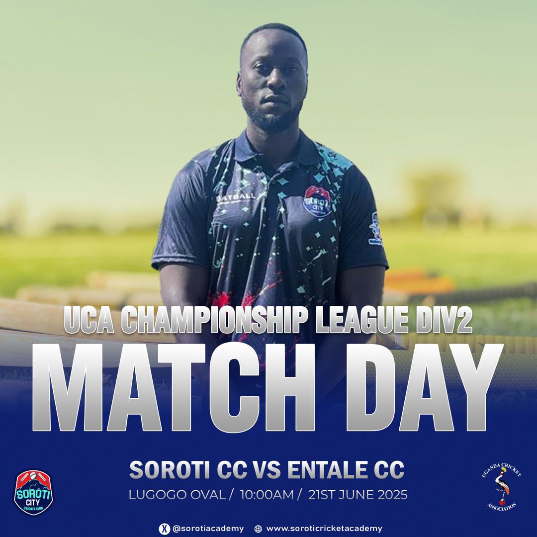 🟢𝐌𝐀𝐓𝐂𝐇  𝐃𝐀𝐘!!! 🟢

𝕊ℍ𝕆𝕎𝕋𝕀𝕄𝔼 🔜 in Entebbe and Lugogo 🔥

🏆 Lyca Women’s T20 &amp; UCA Men’s 50 over league

🏏 Soroti City Cricket Club women and men are both in action today

Historic 💪 

🍿 Come Cheer the girls and Boys🍿 

#BuildingDreams