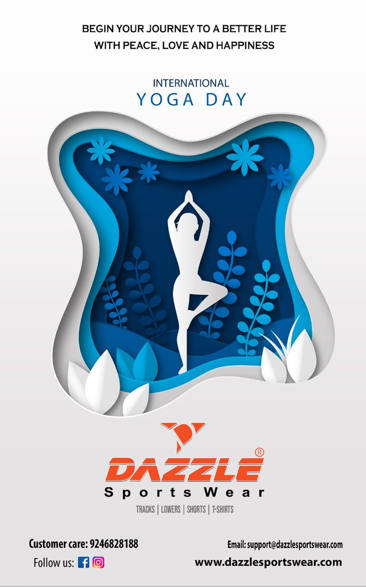 🧘‍♂️ Celebrate International Yoga Day with strength, peace, and purpose!
Stay active, stay inspired — with Dazzle Sports Wear. 💪🌿
📲 Shop Now – dazzlesportswear.com  

#YogaDay2025 #InternationalYogaDay #DazzleSportsWear #HealthyLifestyle #YogaForAll #PeaceAndPower