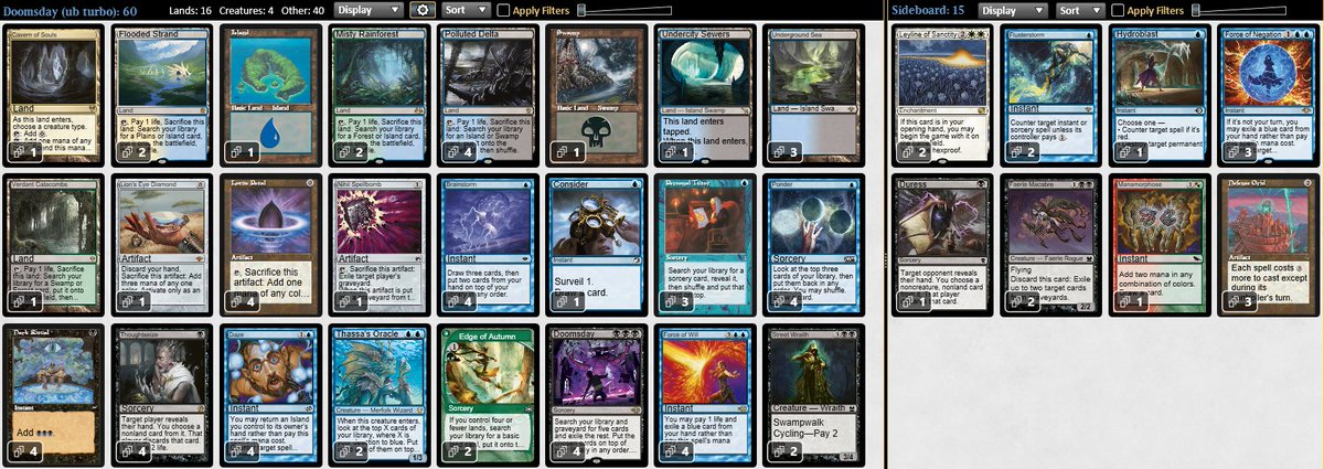 wonderPreaux's tweet image. Tried my hand at the RCQ w/ UB Doomsday, but only managed a t16 finish. Signed up for the Friday Challenge later and won the whole thing with Pitch Black. 14-3 over the whole day; both lists felt fine, even if teching for UB Reanimator is feeling increasingly quixotic.