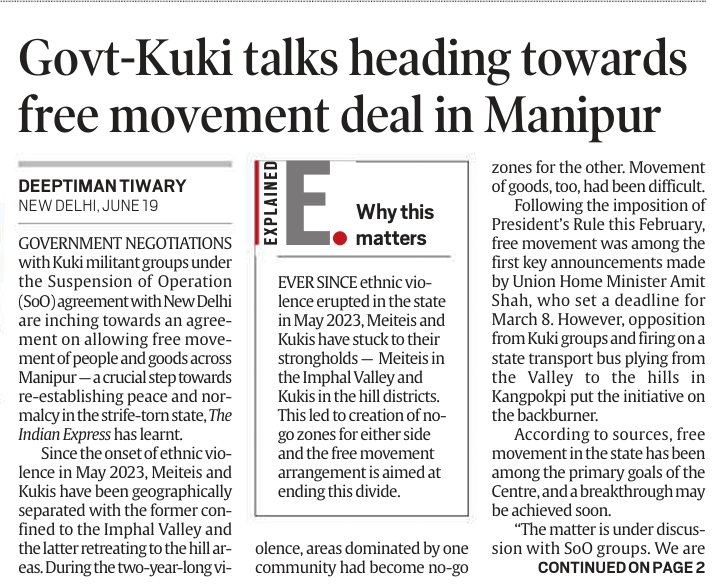Inside Manipur (@inside_manipur) on Twitter photo Major breakthrough in sight for #Manipur — Govt talks with Kuki SoO groups are progressing toward restoring free movement across the state. If successful, this could reopen lifelines of peace, trade & trust between the Valley & the hills. #Manipur #PeaceProcess
<a href="/haokipkim128/">𝗞𝗶𝗺 𝗛𝗮𝗼𝗸𝗶𝗽</a> Major breakthrough in sight for #Manipur — Govt talks with Kuki SoO groups are progressing toward restoring free movement across the state. If successful, this could reopen lifelines of peace, trade & trust between the Valley & the hills. #Manipur #PeaceProcess
<a href="/haokipkim128/">𝗞𝗶𝗺 𝗛𝗮𝗼𝗸𝗶𝗽</a>