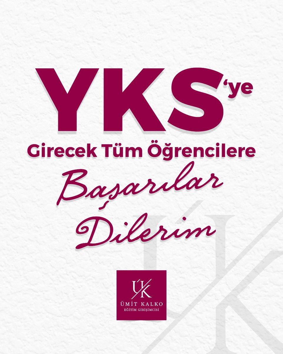 YKS’ye girecek tüm öğrencilerimize başarılar dilerim.
Uzun süredir devam eden yoğun hazırlık sürecinin, emeklerinizin karşılığını vermesini temenni ediyorum.
Başarı sizinle olsun.