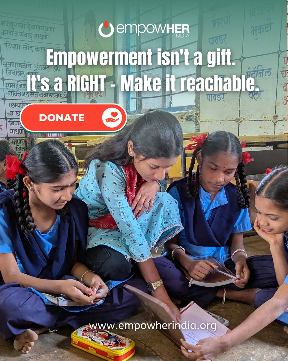 Join the movement to empower HER! 💫
Your donation to empowHER India fuels life-changing programs for adolescent girls and their communities. 
Every contribution counts. Donate now and be the change!
empowherindia.org/donate.aspx#!t…

#empowHERIndia #empowhering #BrighterFuture #donatenow