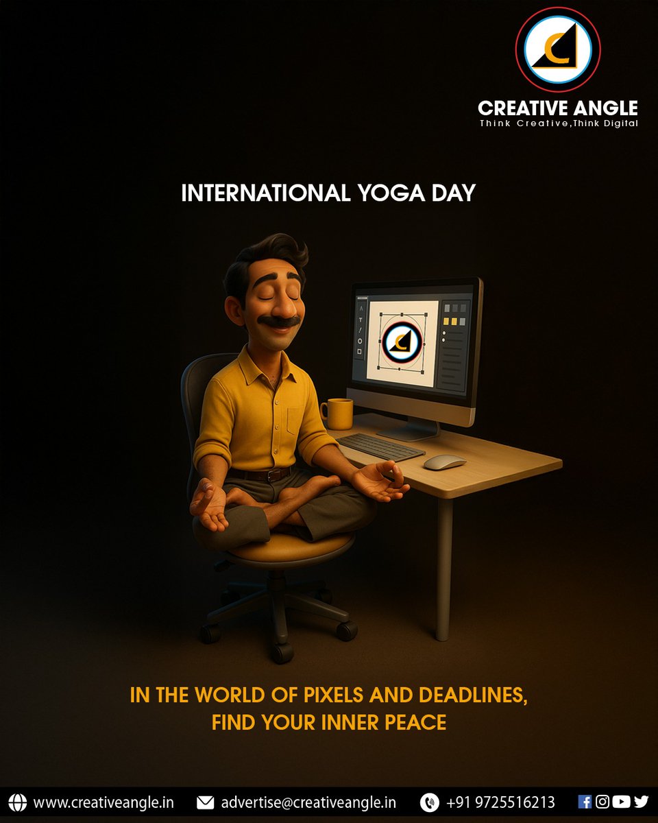 creativeangle26's tweet photo. Designers deserve zen too! 🧘‍♂️
This International Yoga Day, we at Creative Angle celebrate calm in chaos, balance in creativity, and peace in pixels.
✨ Let's align our minds before the next deadline hits!
📩 Connect with us to create mindfully designed digital magic. https://t.co/l141ez7DDZ