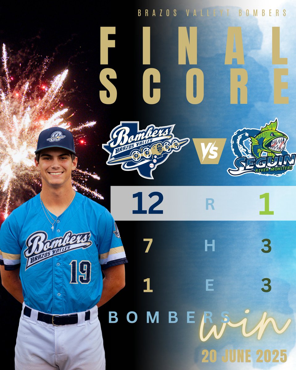 Back-to-back-to-back.
Three straight makes it official: this is a streak.🔥
The Bombers are getting HOT!  ⚾️ 🔥 💣 #BVBombers #GoBombers #BombSquad