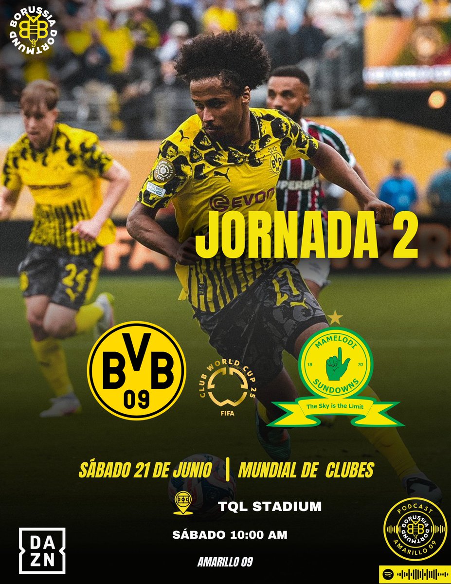 Amarillo_09's tweet photo. 𝗠-𝗔-𝗧-𝗖-𝗛-𝗗-𝗔-𝗬! 💪

Hoy nuestro Borussia Dortmund tiene su 2da prueba en el mundial de clubes 👊 https://t.co/HGtm53ZvTX
