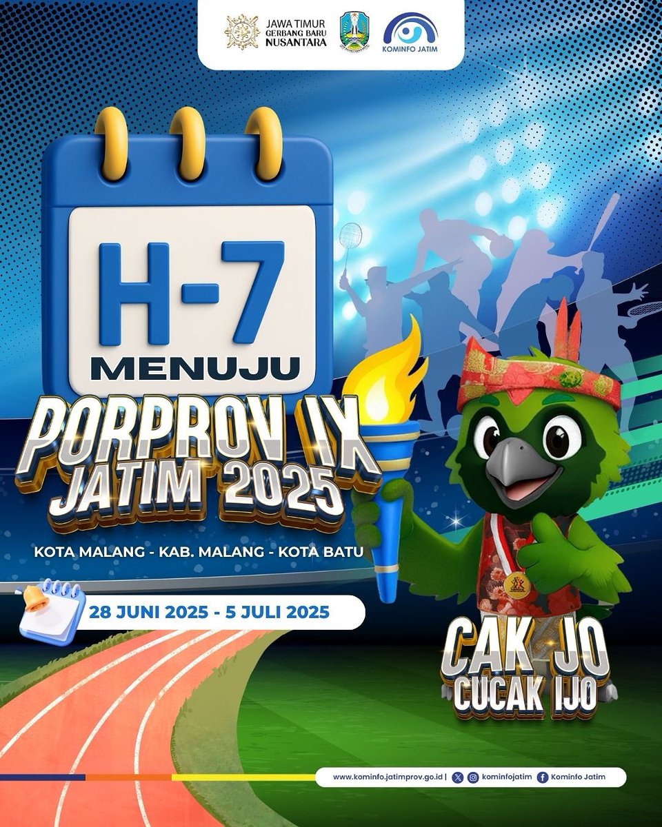 Halo Sobat Jatim!

Jangan lewatkan Pekan Olahraga Provinsi IX Jawa Timur 2025!

PORPROV IX Jawa Timur 2025 akan dilaksanakan pada 28 Juni hingga 5 Juli di Malang Raya. 

Yuk dukung dan saksikan pertandingan atlet dari Kabupaten dan Kota andalan Sobat Jatim! 🙌🏻🙌🏻