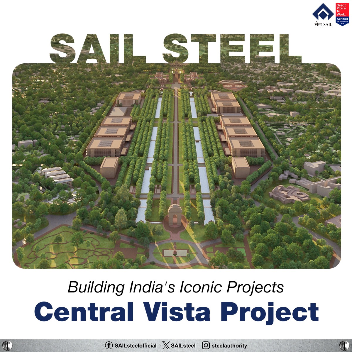 Steel Authority of India Limited (SAIL) (@sailsteel) on Twitter photo Proud contributor to the landmark Central Vista Project, redefining the heart of the nation’s capital.
With unmatched strength, durability, and trust, SAIL Steel is shaping the infrastructure of a New India.
<a href="/narendramodi/">Narendra Modi</a> <a href="/hd_kumaraswamy/">ಹೆಚ್.ಡಿ.ಕುಮಾರಸ್ವಾಮಿ | H.D.Kumaraswamy</a> <a href="/BjpVarma/">Bhupathiraju Srinivasa Varma</a> <a href="/PMOIndia/">PMO India</a> <a href="/SteelMinIndia/">Ministry of Steel</a> Proud contributor to the landmark Central Vista Project, redefining the heart of the nation’s capital.
With unmatched strength, durability, and trust, SAIL Steel is shaping the infrastructure of a New India.
<a href="/narendramodi/">Narendra Modi</a> <a href="/hd_kumaraswamy/">ಹೆಚ್.ಡಿ.ಕುಮಾರಸ್ವಾಮಿ | H.D.Kumaraswamy</a> <a href="/BjpVarma/">Bhupathiraju Srinivasa Varma</a> <a href="/PMOIndia/">PMO India</a> <a href="/SteelMinIndia/">Ministry of Steel</a>