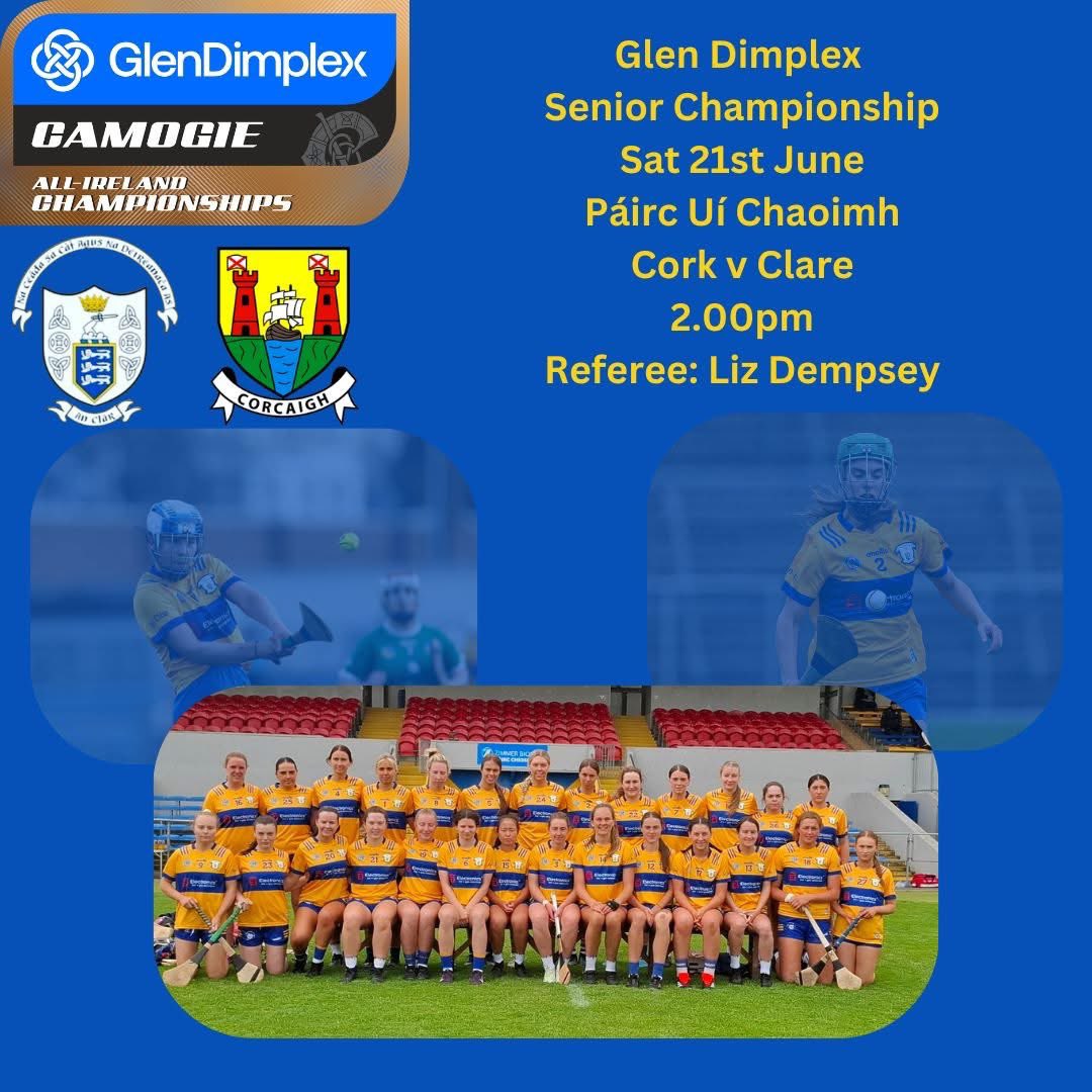 Best of luck to Áine O’Loughlin (Capt), Róisín Begley, Michelle Powell and Aoibhiín Marren who were all part of Clare’s Senior Camogie panel who take on Cork today.