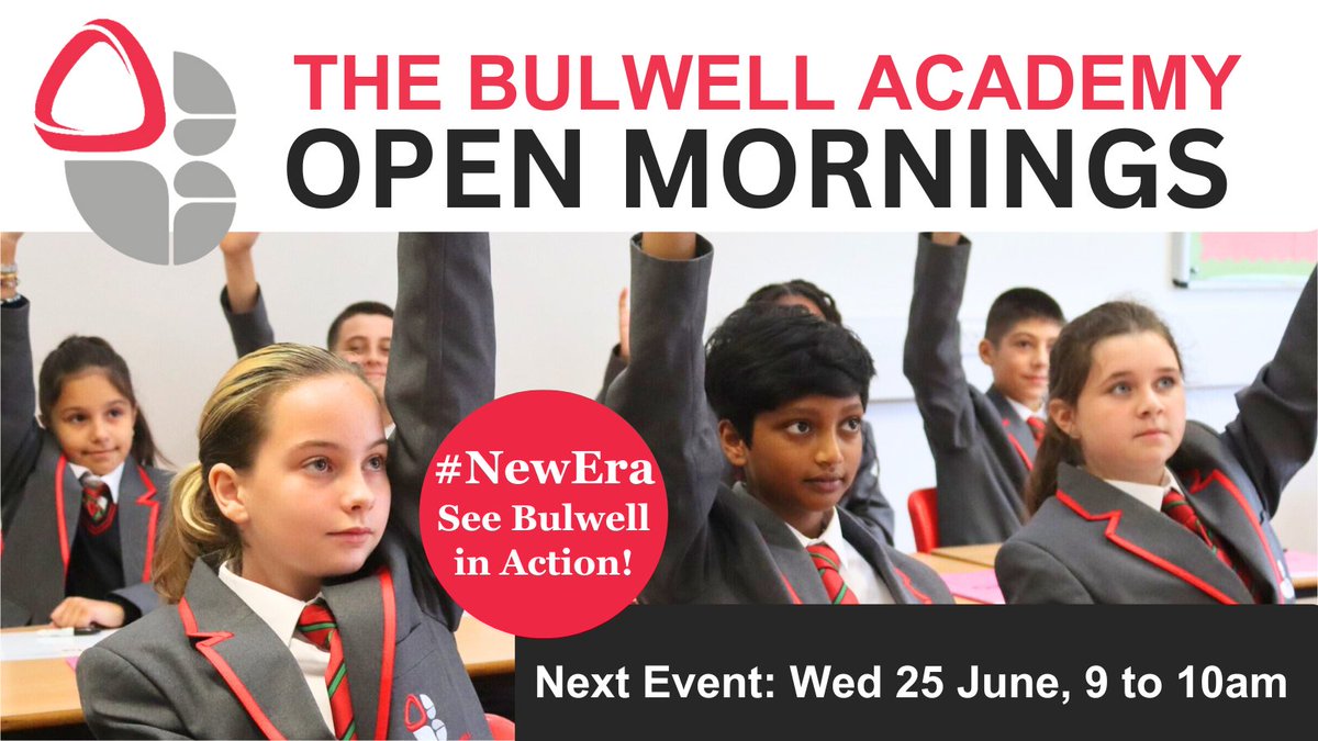 Our next Open Morning takes place on Wednesday 25 June (this week) - an opportunity for parents/carers and prospective parents to have a tour of the school whilst children are in lessons. Come and see Bulwell in action! To book a place, please visit: bulwellacademy.org.uk/open-mornings
