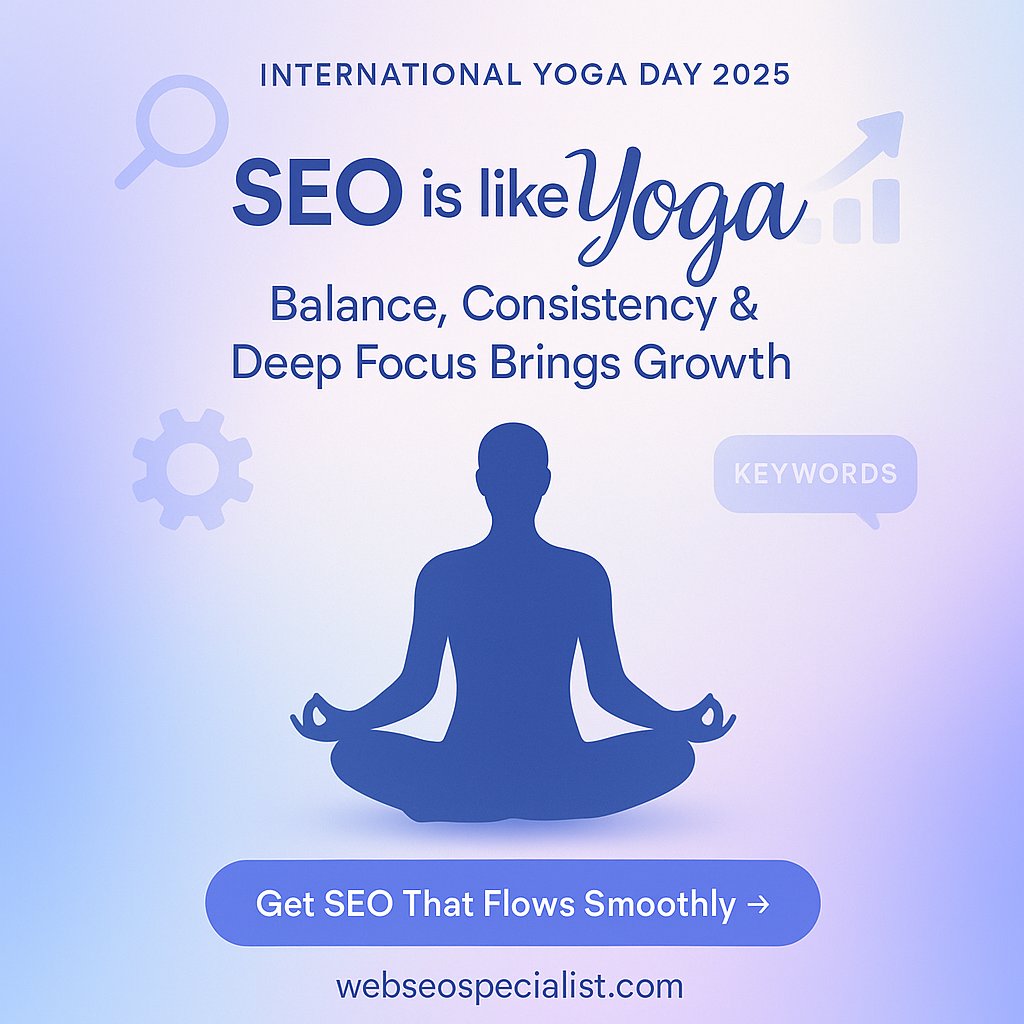 webseospecialis's tweet image. Just like #yoga brings peace to your mind,
#SEO brings clarity to your #digitalpresence.

On this #InternationalYogaDay,
let’s align your #website, content &amp;amp; strategy — the yogic way.
#WebSEOSpecialist #YogaAndSEO  #YogaDay2025 #DigitalMarketing #SEOExpert #OnlineBusinessGrowth