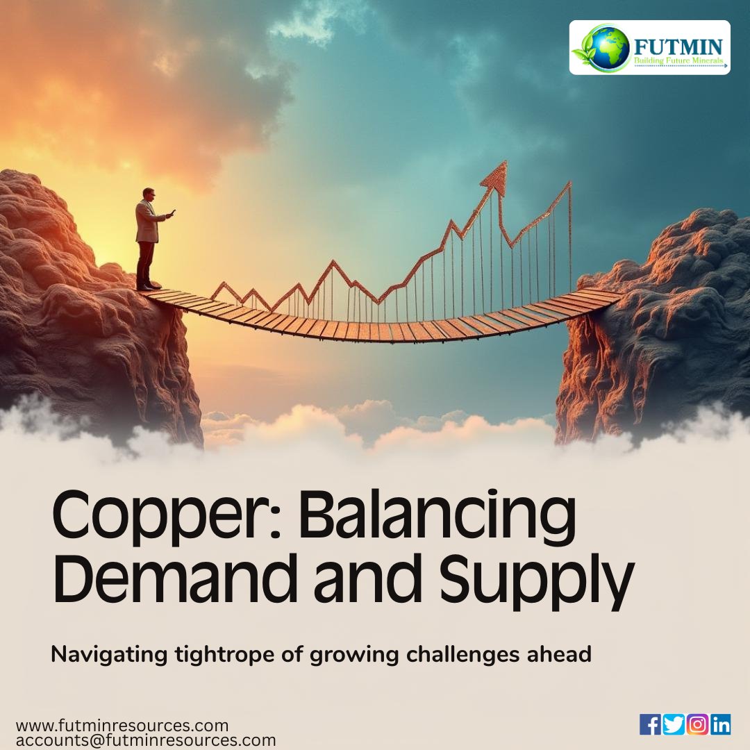 futminresources's tweet image. 🔄 Copper: Balancing Global Demand &amp;amp; Supply. At Futmin Resources, we navigate the dynamic copper market to ensure reliable supply for a growing world. #CopperTrade #FutminResources #SustainableMining #GlobalMarkets