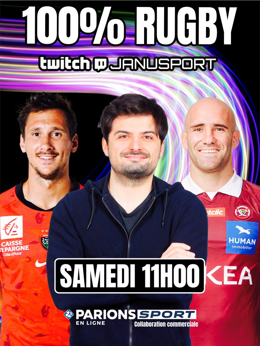 Programme de l’émission du jour sur Twitch.tv/Janusport, 11h00 :

🏉 Debrief Toulouse - Bayonne
🏉 Pronos Toulon - UBB
🚴‍♀️ Pronos Tour de Suisse &amp; Belgique
🏓 Ljubljanaaaa